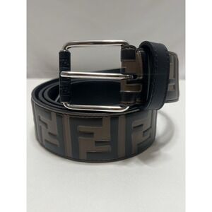 Fendi Men's Zucca Belt Embossed Leather  Brown Size 110-44 Excellent Condition